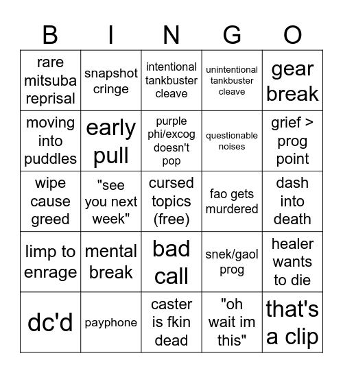 uwu Bingo Card