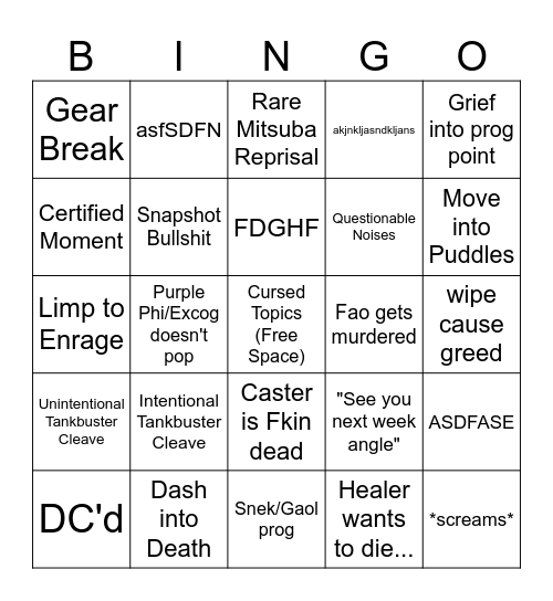 Certified Freaks Raid Bingo Card