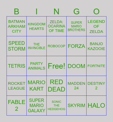 XBOX BINGO Card