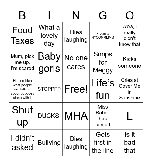 Ebongknee Bingo Card