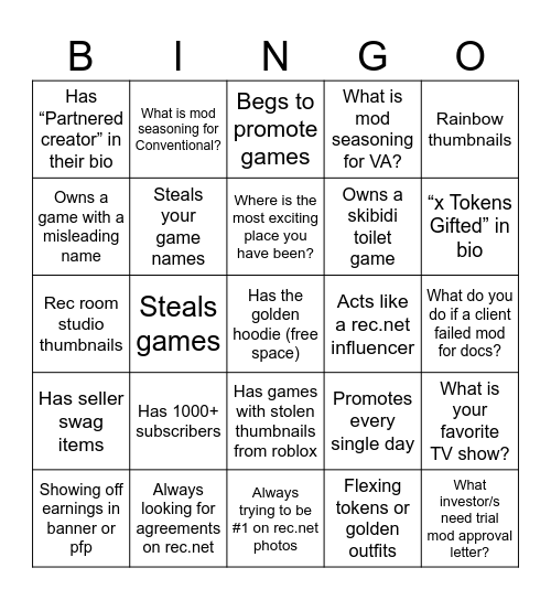 RR Creator Bingo Card