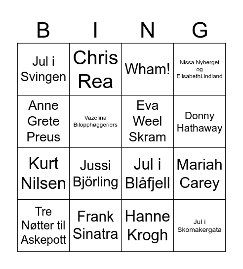 Julebingo! Bingo Card