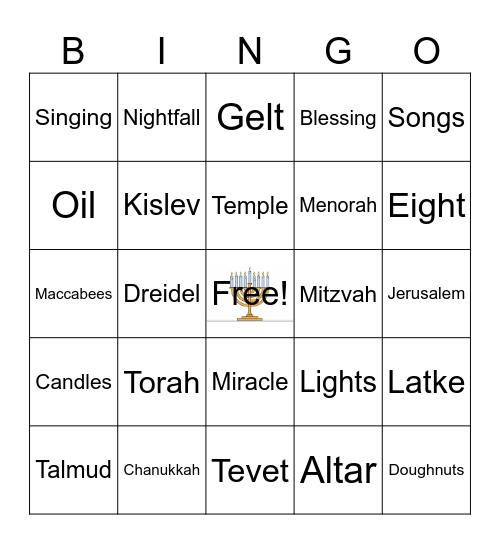 Chanukka Bingo Card