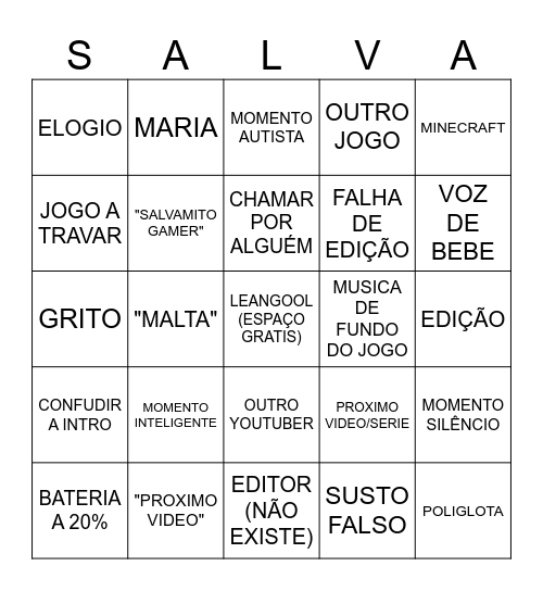 SALVA BINGO Card