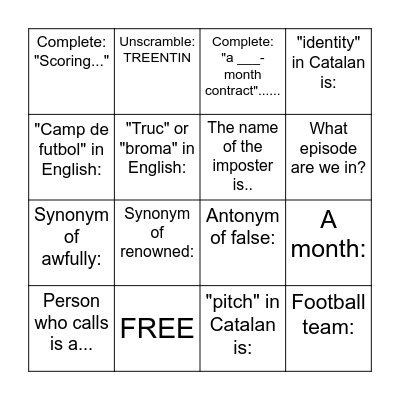 Reading bingo Card
