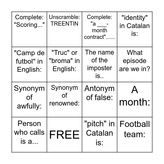 Reading bingo Card
