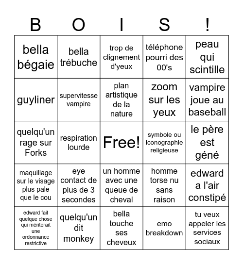 TWILIGHT Bingo Card