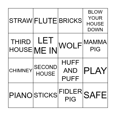 THE THREE LITTLE PIGS Bingo Card