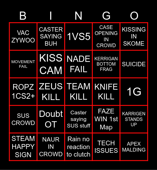 CS2 final Bingo Card