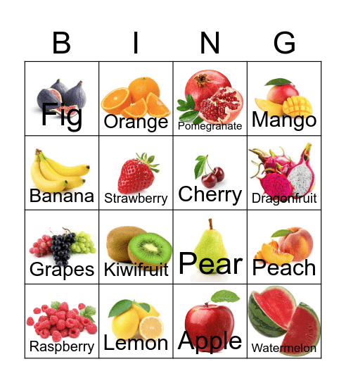 Fruit bingo Card