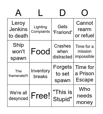 Aldo Bingo Card