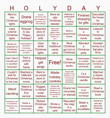 Happy Paulidays! Bingo Card