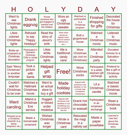 Happy Paulidays! Bingo Card