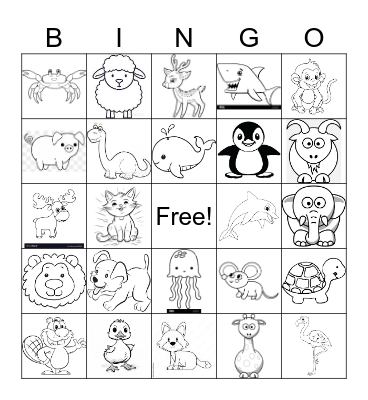 Animal Bingo Card