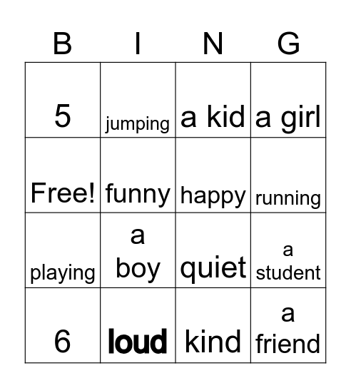 I AM Bingo Card