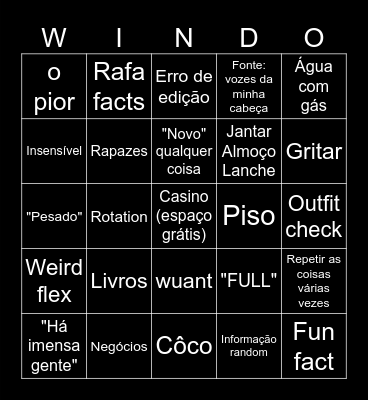 WINDOH BINGOH Bingo Card