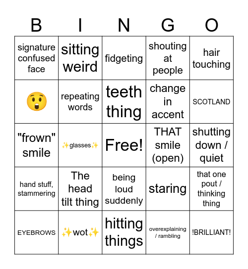 David Tennant Bingo Card