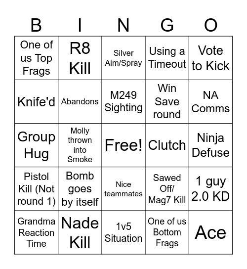 CS2 bingo 1.6 Bingo Card