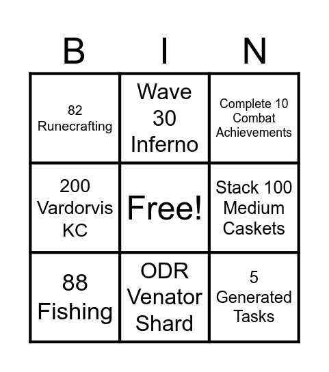 OSRS Comeback #3 Bingo Card