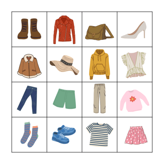 Clothes Bingo Card