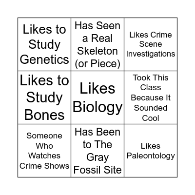 Biological Anthropology Bingo Card