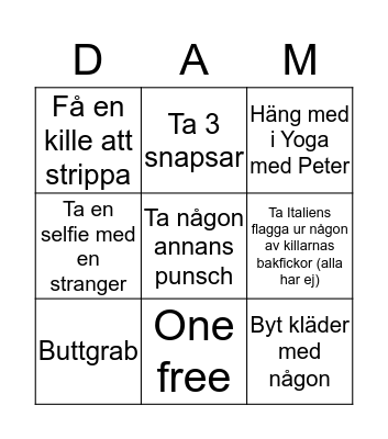 Dammiddag Bingo Card