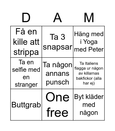 Dammiddag Bingo Card