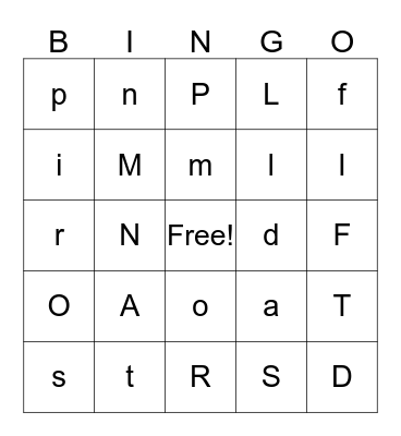Alphabet Bingo Card