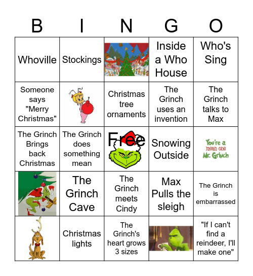 Merry Grinchmas Bingo Card