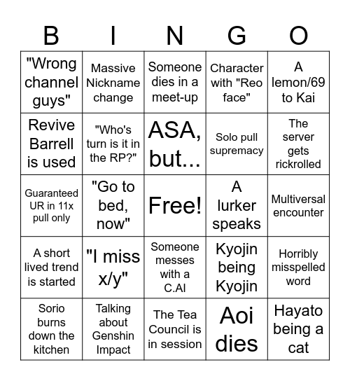 ASA Bingo Card