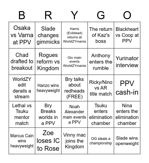 WWA 2024 Brygo Card Bingo Card