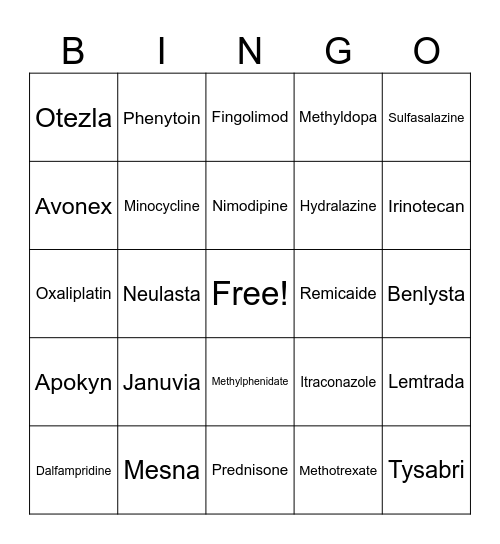 Immunology Bingo Card