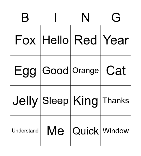 BSL Bingo Card