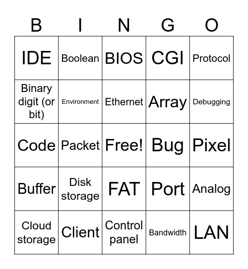 Tech Jargon Bingo Card