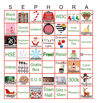 Holiday BINGO: Sephora Edition Bingo Card