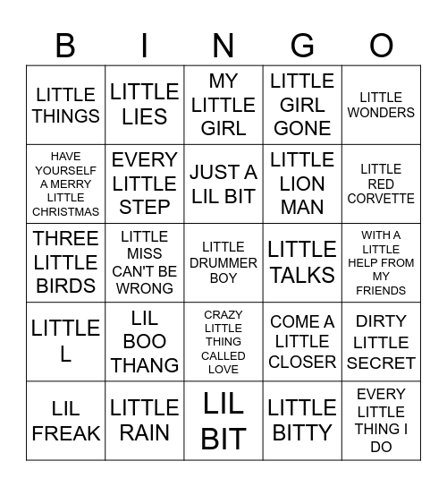 LITTLE Bingo Card