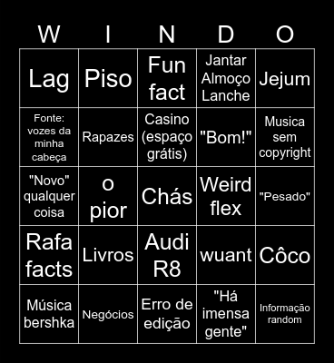 WINDOH BINGOH Bingo Card