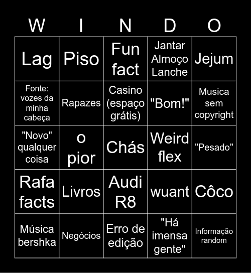 WINDOH BINGOH Bingo Card