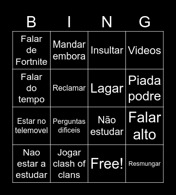 Alexandre bingo Card