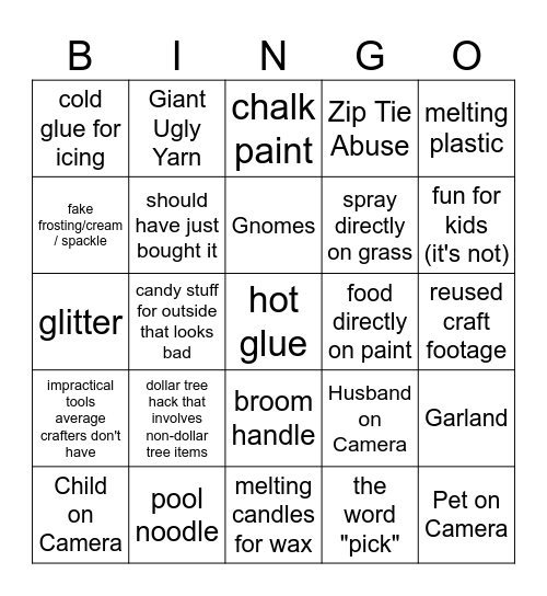 Dollar Tree Craft Bingo Card
