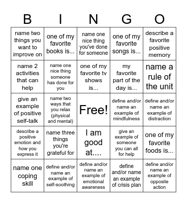 BH8A Bingo Card