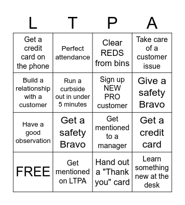 SERVICE DESK Bingo Card