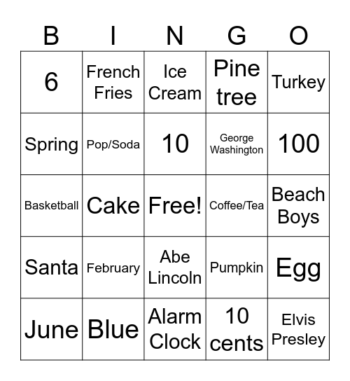 Generations Bingo Card