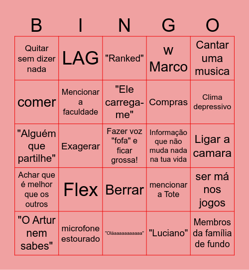 Caty Bingo Card