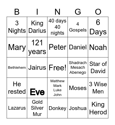 Bible Bingo Card