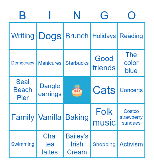 Bonnie Bingo Card