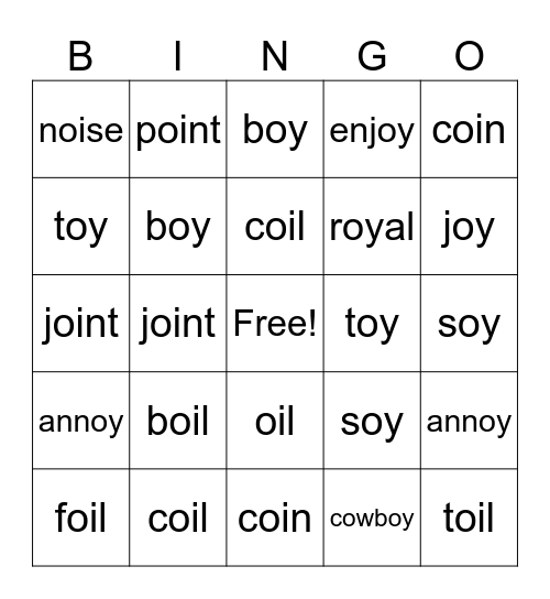 Phonics Week 15 Bingo Card