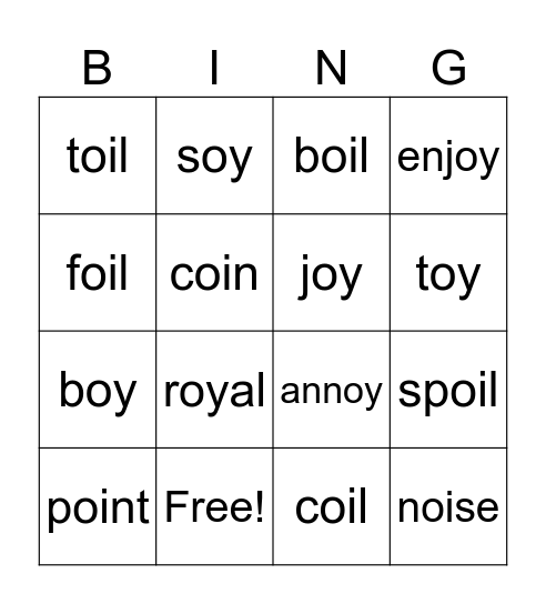 Phonics Week 15 Bingo Card