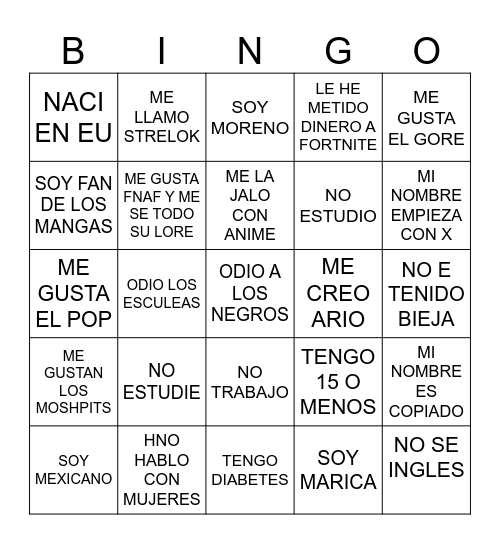 BINGO CURIPUTOS Bingo Card