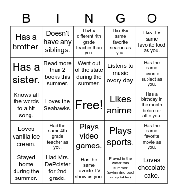 Find Someone Who... Bingo Card